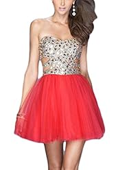 Sexy Crystal Sequined Crystals Lace Short Tulle Homecoming Dress/Prom Dress/Party Dress 