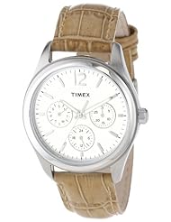 Timex Womens T2P070KW Ameritus Multi-Function White Dial, Beige Croco Patterned Leather Strap Watch