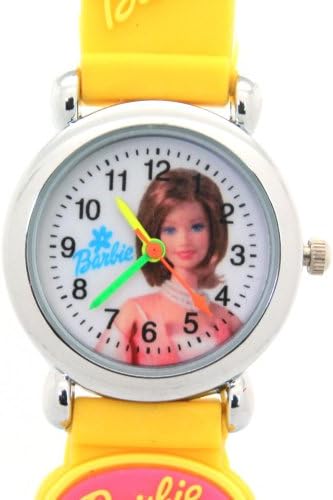 TimerMall Barbie Orange Rubber Strap Analogue Quartz Kids Watches