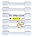 Adjustable Child Safety Locks by Luv4Baby - Latches to Baby Proof Cabinets, Drawers, Fridge, Dishwasher, Toilet Seat - No Tools or Drilling - Reusable With Extra 6 3M Adhesives Included - 6 Pack