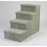 Heavy Duty Pet Stairs - Four Step Color: Ivory, Hinged Steps: Two, Wheels and Handle: Yes