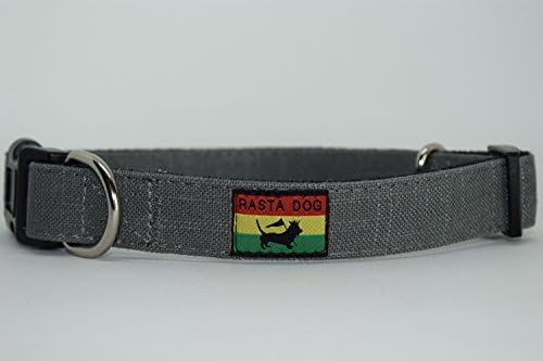 RASTA DOG Adjustable Dog Collar available in multiple sizes and colors Eco-Friendly Bamboo with fleece lining Grey with Black Fleece lining (Small 10-16 in. long by 3/4 in. wide)