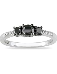 10k White Gold White and Black Accent Diamond Ring (0.48 Cttw, G-H Color, I2-I3 Clarity)