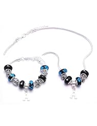 Initial Letter Charm Bracelet and Necklace Gift Set Girls Pandora Style Gift Boxed PLEASE SPECIFY LETTER OF CHOICE