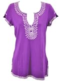 Lucky Brand Womens Embroidered Short Sleeve Shirt Purple Small 41Rpoa30QML. SL160 Lucky Brand Womens Embroidered Short Sleeve Shirt Purple Small