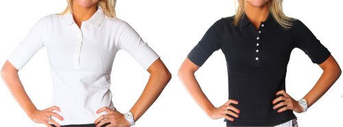 Alki'i Junior 2-Pack Womens Polo Shirts - WhiteNavy L