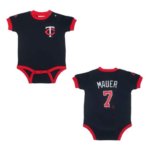 MLB Minnesota Twins Mauer #7 Baby / Infant One-Piece Bodysuit / Romper / Onesie - Royal Blue (Size: 12)