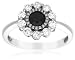 10k White Gold Black Diamond Flower Ring (1 cttw)