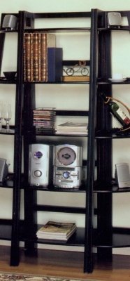 Antique Black Five Shelf Bookcase