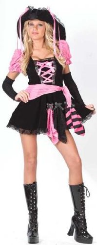 Sexy Pink & Black Punk Pirate Juniors Halloween Costume Size 0-9 #1689