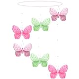 Dark Pink Green Pink Shimmer Spiral Butterfly Mobile Decorations - Butterflies... by Bugs-n-Blooms