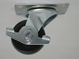 Swivel caster with brake, 2 1/2 diameter x 1 1/8 wide hard rubber wheel with self lube bearing. 200 pound load capacity.