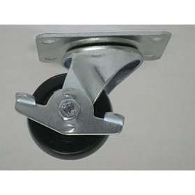 Swivel caster with brake, 2 1 2 diameter x 1 1 8 wide hard rubber wheel with self lube bearing. 200... by Caster-Pro