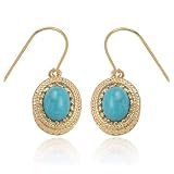 Sterling Silver Turquoise Oval Wire Earrings
