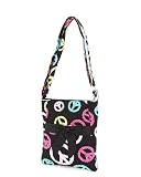 Belvah Quilted Peace Sign Hipster Crossbody Handbag - Choice of Colors