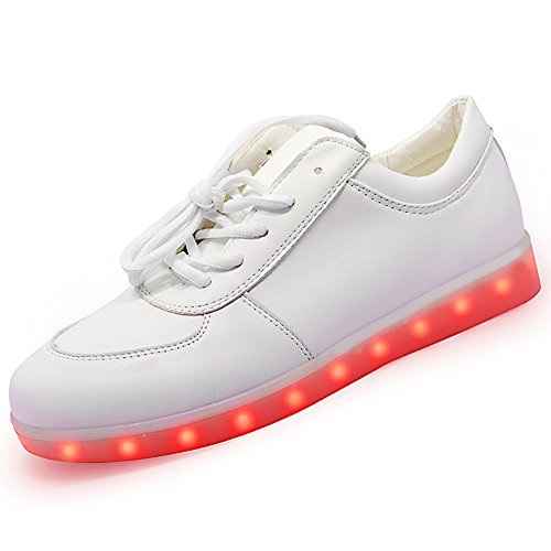 URUOI Unisex 8 Colors Of Light USB Charging White Light Up Shoes LED Sneakers