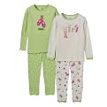Toddler Girls' Just One Year Ballerina Shoes Cotton PJ Set - Green/Pink