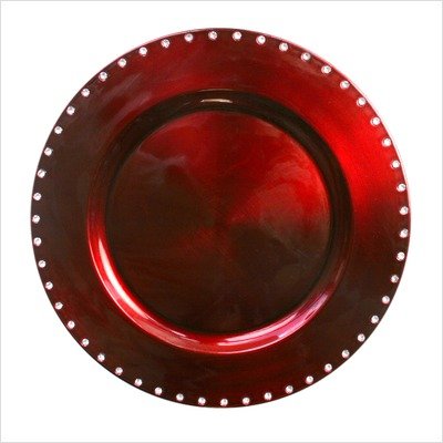 Chargeit by Jay Red Jewel Rim Charger Plates, Set of 4