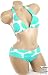 White Aqua Polka Dots Bikini Bathing Suit Swimsuit L JUNIOR SIZE LARGE