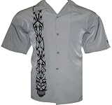 Tribal Skull Embroidered Biker Shirt, Dragonfly