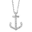14K White Gold Diamond Anchor Necklace - 0.12 Ct.
