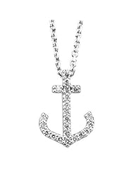14K White Gold Diamond Anchor Necklace - 0.12 Ct. -- LIFETIME WARRANTY