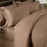 IMAGE OF Egyptian Bedding 800 Thread Count Egyptian Cotton Sheet Set, Twin, Taupe Stripe
