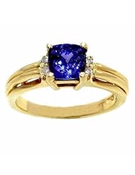 14K Yellow Gold Tanzanite and Diamond Ring -- LIFETIME WARRANTY