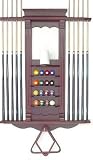 10 Billiard Cue Stick Pool Ball Wall Rack Made of Wood Mahogany Finish