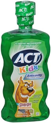 #1 Dentist Recommended Fluoride Brand* ACT Kids Scooby-Doo Anti-Cavity Rinse, Kiwi Watermelon 16.9 fl oz