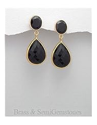 Onyx Earrings In Brass