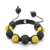 Black and Yellow Disco Ball Bead Bracelet | Shamballa Jewelry