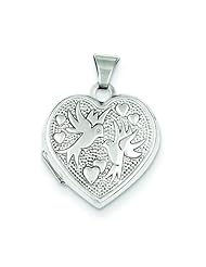 Sterling Silver Love Birds Heart Locket Jewelry 21mm