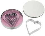 Set of 6 Heart shaped cookie cutters in a tin