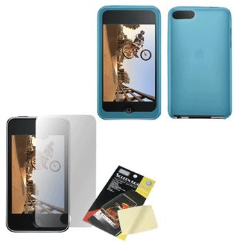 Aqua Blue Silicone Case Skin Cover & LCD Screen Protector for Apple iPod Touch 2nd (2G) & 3rd (3G) Generation