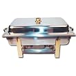 Winware 8 Quart Stainless Steel Gold Accented Chafer