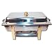 Winware 8 Quart Stainless Steel Gold Accented Chafer