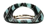 France Luxe Large Cutout Oval Barrette - Argyle Aqua