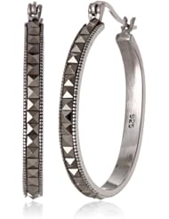 Sterling Silver Marcasite Oval Hoop Earrings