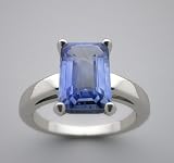 14k White Gold, Emerald Cut Natural Sapphire 2.43 CT Ring