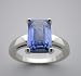 14k White Gold, Emerald Cut Natural Sapphire 2.43 CT Ring