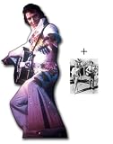 *FAN PACK* - ELVIS IN WHITE JUMPSUIT WITH GUITAR - LIFESIZE CARDBOARD STAND-IN (CUTOUT / STANDEE / STANDUP) - INCLUDES 8X10" (25X20CM) STAR PHOTO - FAN PACK #151IMAGE