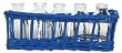 Hand Woven Marine Blue Painted Willow Basket with 5 Glass 4oz Bottles 11"L x 3.5"W x 4"H Set / 2
