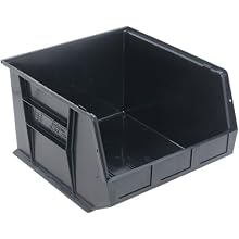 Quantum QUS270 Plastic Storage Stacking Ultra Bin, 18-Inch by 16-Inch by 11-Inch, Black Conductive, Case of 3