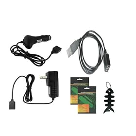 iShoppingdeals - Accessories Bundle Combo for Sony Bloggie Touch (MHS-TS20/MHS-TS10) 4GB 8GB, Car Charger, Travel AC Charger, USB Data Cable, Screen Protector, and Fishbone Keychain