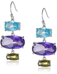 CZ by Kenneth Jay Lane "Trend" Multi-Cubic Zirconia Pierced Triple Organic Drop Earrings