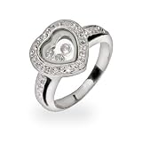 Eve's Addiction Designer Inspired Floating CZs Sterling Silver Heart Ring