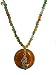 Orange Carnelian Stone with Silver Mermaid on Colorful Bead Necklace 16 Inch