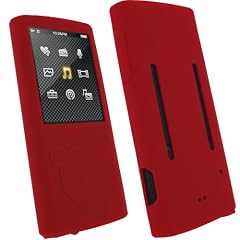 igadgitz Silikon H�lle Etui Case Schutzh�lle Tasche Skin in Rot f�r MP3-Players Sony Walkman NWZ-E453/E454/E455 + Display Schutzfolie
