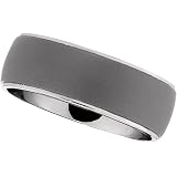 Titanium Two-Tone Polished and Satin Oxydized Band Sizes 8, 8.5, 9, 9.5, 10, 10.5, 11, 11.5, 12